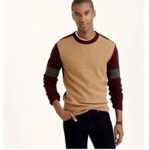 J Crew Lambs Wool Varsity Sweater Brown XS